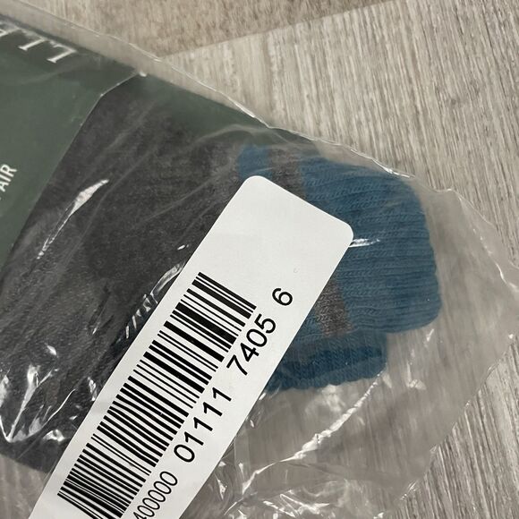 LL Bean Unisex M Katahdin 1/4 Crew Sock Charcoal Heather With Blue - Picture 5 of 6